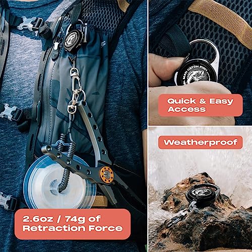 HOOK-EZE Fly Fishing Zinger Retractor for Anglers Vest, Pack of 3 - Fishing Gear and Equipment for Nippers, Forceps, Fly Float Ant, Belt Loops & Backpack - color: Black