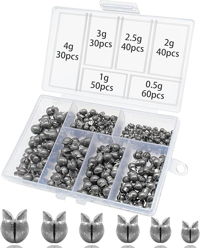 250/150pcs Split Shot Fishing Sinkers, Fishing Weights Sinkers Open Mouth Design Weights Clip Freshwater Saltwater Fishing Accessories - style: 250pcs Duckbill