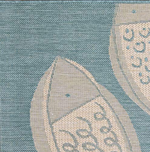 Gertmenian Indoor/Outdoor Flatweave Area Rug - 6x9 Medium, Stain & UV Resistant, Ideal for Deck, Patio, Poolside, Mudroom - Exotic Fish, Oasis, 22252 - color: Exotic Fish Oasis Green, size: 6'6" x 9'6" (Rectangular)