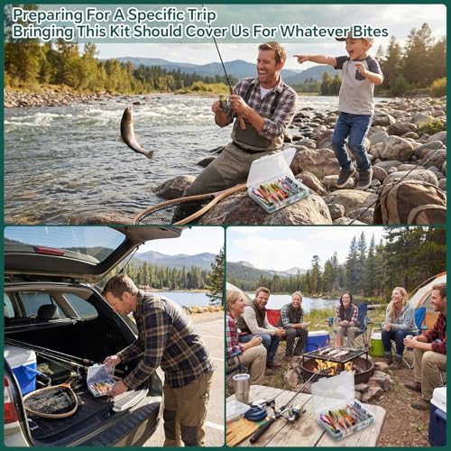 Fishing Tackle Box Kit with Fishing Techniques Book,142Pcs Lures Set Including Plugs,Spoon,Hooks, and Accessories,Saltwater & Freshwater Gear for Bass,Trout, Salmon. (142pcs Fishing Tackle Box) - color: 142pcs Fishing Tackle Box
