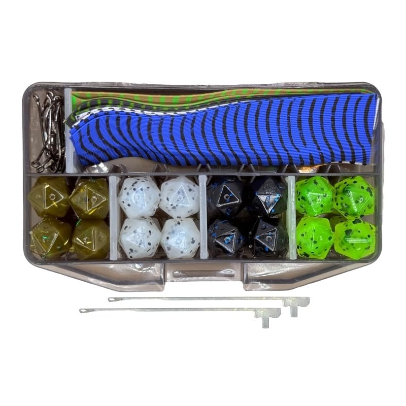 Aftershock Fuzzy Dice Soft Plastic Bait Kit - Alive Rubber Skirted Dice Lures for Bass, Crappie, Panfish & Trout