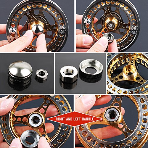 Sougayilang Fly Fishing Reel Large Arbor 2+1 BB with CNC-machined Aluminum Alloy Body and Spool in Fly Reel - size: 7/8 Reel