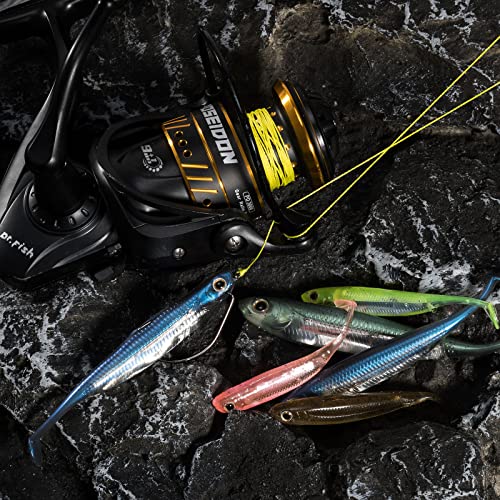 Dr.Fish Paddle Tail Swimbaits, Soft Fishing Lures for Bass Fishing 2.75-4.75 Inches, Freshwater & Saltwater Soft Plastic Baits Swim Shad Bait Minnow Lures Drop Shot - color: Blue, size: 3.93"-5 Pack