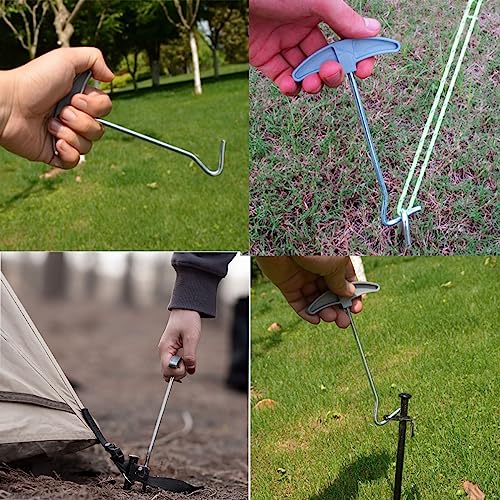 3 Pcs Outdoor Tent Peg Puller Extractor with Plastic Handles, Portable Tool for Camping and Other Outdoor Activities.