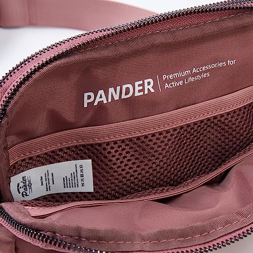 Pander Everywhere Belt Bag for Women, 5 Zipper Pockets Nylon Crossbody Fanny Pack Purse (Dune Pink) - color: Dune Pink