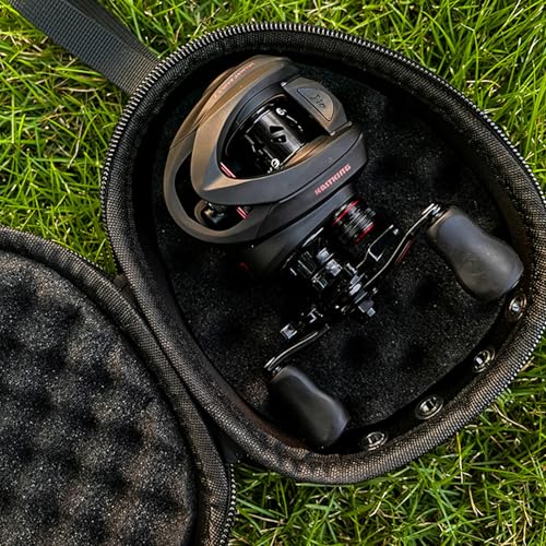 Fishing Reel Bag for Spinning Baitcasting Conventional Fly Fishing Reels – Portable Tackle Organizer Storage Bag Small Fishing Reel Case Spinning Reel Cover Fly Fishing Gear UV Printing (pine green) - color: pine green