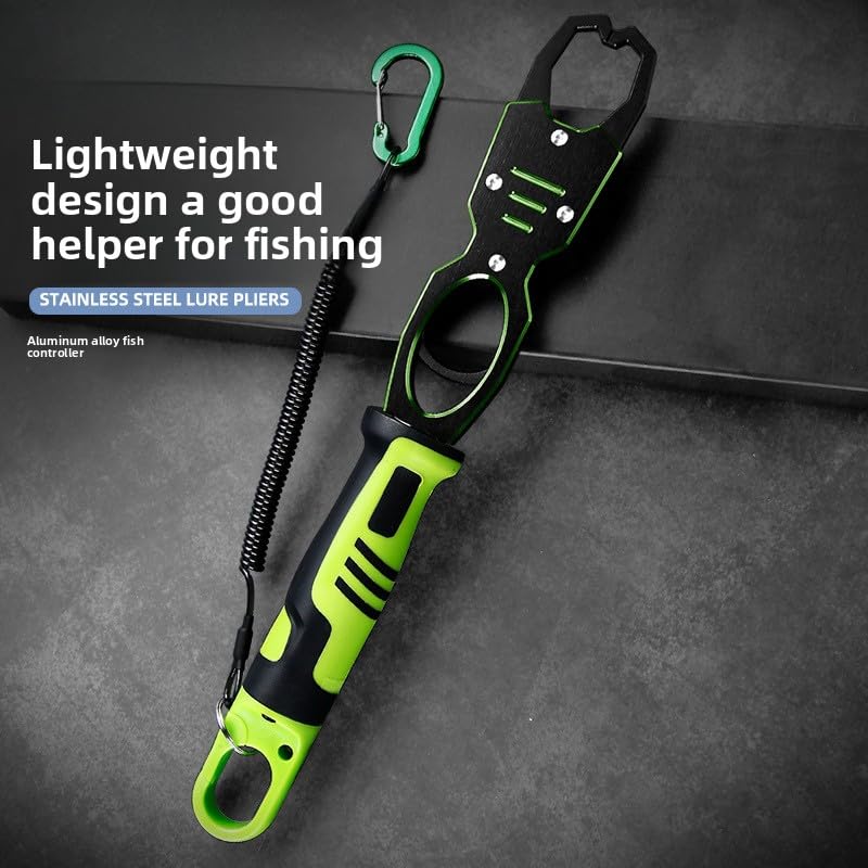 12.4-inch Aluminum Alloy Fish Lip Gripper, 360-degree Rotating Non-Slip Handle, Opening Width 3.8 cm, Maximum Weight Bearing Weight 40 pounds, Waist Buckle Design, Lost Rope, Men's Gift