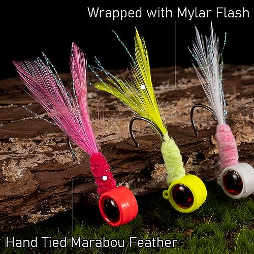 Dr.Fish 10 Pack Crappie Jig Marabou Jig Hand-Tied Freshwater Ball Fishing Jig Hooks Sickle Hook Bass Trout Panfish Bluegill Walleye 1/16oz 1/8oz 3/16oz 1/4oz - color: Orange/White, size: 1/16oz-Hook #4