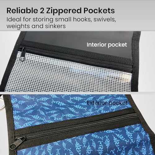 Pristis Fishing Soft Lure Storage Binder Bag, Plastic Bait Organizer Wallet Case with 6 Transparent Pocket Sleeves for Worm Rigs Lines, Durable Tackle Accessory for Saltwater Freshwater - color: Sea Blue