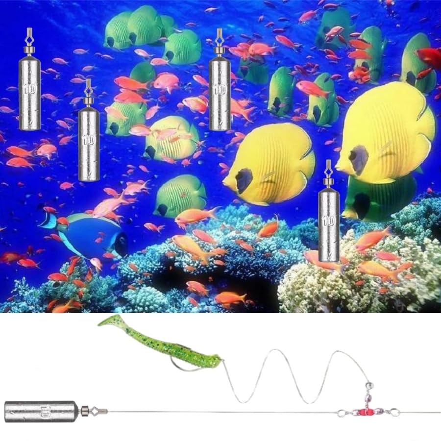50Pcs Fishing Weights Sinkers Drop Shot Weights Pencil Skinny Sinkers with Barrel Swivel Casting Sinkers Catfishing Sinkers Lead Weights Sinkers for Saltwater Freshwater Fishing-(3.5-10g) - size: 3/8oz(10g)-40 Pack
