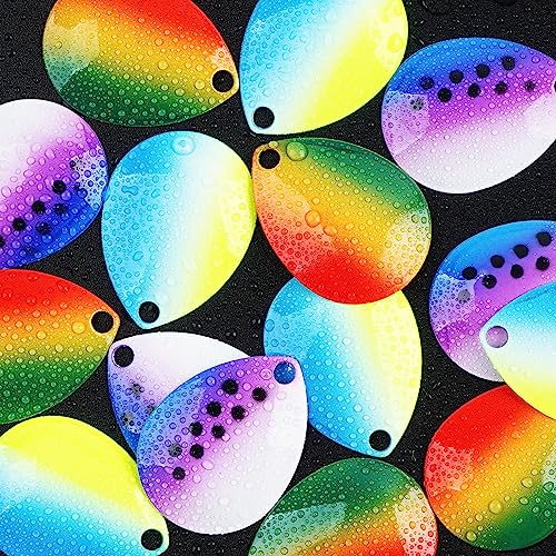 Colorado Blades Spinner Blades Lure Making Kit, 30pcs Colorful Metal Blades Easy Spin Spoons Inline Spinner Walleye Rig Making DIY Fishing Lure Making Supplies for Trout Salmon Bass Fishing - color: Smooth-Blue & Yellow-30pcs