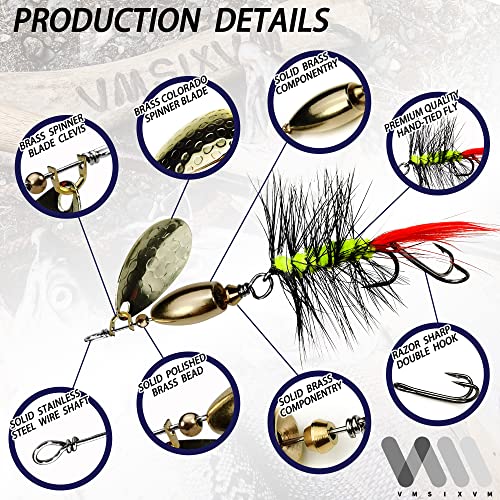 Trout Lures Rooster Bait Tail Fishing Spinnerbaits, Brass Hard Metal Spinner Baits Trout Fishing Lures for Bass Salmon Pike Freshwater Saltwater Lake River - color: A1-10pcs-5pcs 1/16oz, 5pcs 1/4oz
