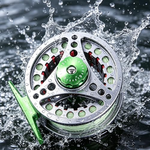 Fly Fishing Reel with Aluminum Alloy Body 5/6wt Die Cast Pre-Loaded Fly Reel with Line Combo for Trout Bass Carp Pike Panfish - color: Green