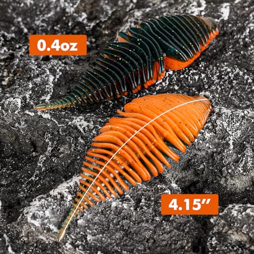 4.15'' Soft Swimbait Fishing Soft Plastic Lures 8pcs/24pcs Double-Color Lure for Bass Fishing Worms for Largemouth Bass - style: Orange+pumpkin