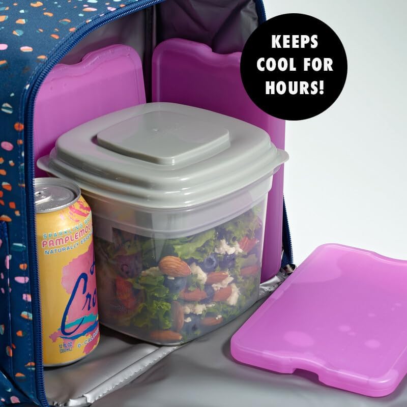 Cool Coolers by Fit & Fresh 4 Pack XL Slim Ice Packs, Quick Freeze Space Saving Reusable Ice Packs for Lunch Boxes or Coolers - color: Purple 8 PK