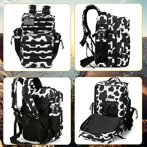 Lovelinks21 25L Tactical Backpack Military Tactical Backpack for Men and Women Small Assault Pack Outdoor Travel Hiking Camping Rucksack with Molle Webbing (Cow Print) - color: Cow Print