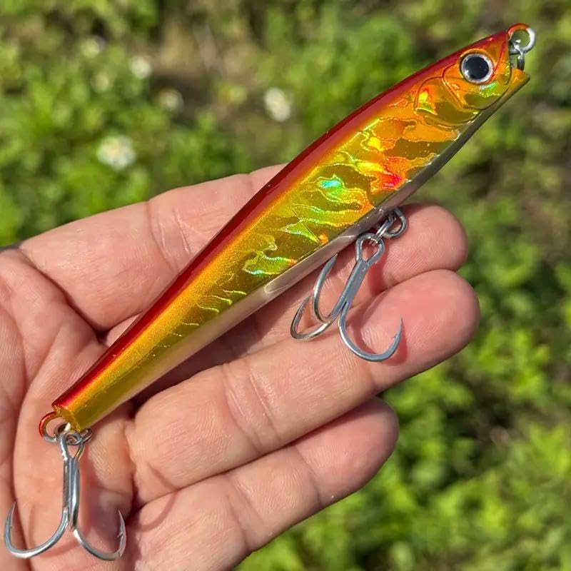 3pcs Saltwater Fishing Lure Long Cast Sinking Jerkbait Swimbait Wobbler Artificial Hard Bait - Mixed Color for Trout Bass Sea Bass (AH1247-4.7'' 1.7oz) - color: AH1247B-4.7'' 1.7oz