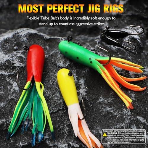 Dovesun Crappie Lures with Jig Heads Kit, Soft Plastic Grubs-Tube Baits 1/8oz 1/16oz 1/32oz Crappie Jigs Walleye Trout Bass Crappie Baits 95-120pcs - color: D-105PCS-Crappie Lures(small)