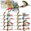 Trout Lures Rooster Bait Tail Fishing Spinnerbaits, Brass Hard Metal Spinner Baits Trout Fishing Lures for Bass Salmon Pike Freshwater Saltwater Lake River - color: A1-10pcs-5pcs 1/16oz, 5pcs 1/4oz