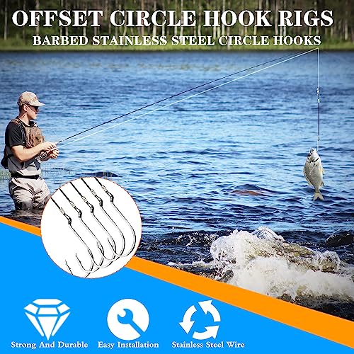 Circle Hooks Rigs,Steel Catfish Hook Rig,Octopus Fishing Hook with Leader,Fishing Circle Hook Wire for Saltwater Freshwater - size: 4/0-28pcs