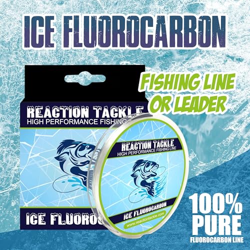 Reaction Tackle Ice Fishing Fluorocarbon Line - Fast Sinking, Abrasion Resistant, Low Visibility Leader and Main Line for Panfish, Trout, Walleye and Bass - size: 8 Lb (125 Yards)