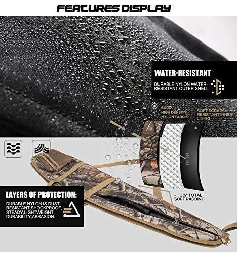 RAVOINCC Rifle Case Soft Shotgun Cases - Water Resistant Gun Carry Bag for Scoped Rifles with 3 Accessory Pockets Adjustable Shoulder Strap Available Length in 46 52 Inch - color: Camo, size: 52inch