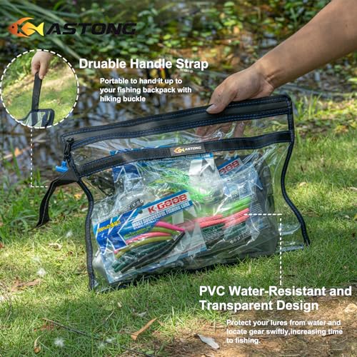 2 Layer Water-Proof Fishing Bait PVC Clear Storage Bag BaitShield Tackle Bag Storage for Bait Tackle Lures Soft Plastics and Fishing Gear Large Capacity 2 Size (MAS GIFT-PACKAGED 2M+2L)