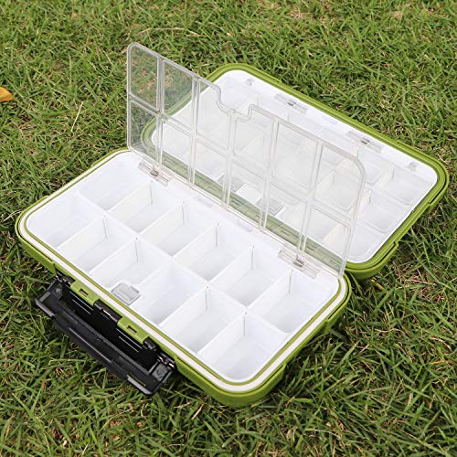 small tackle box, mini waterproof fishing tackle box organizer, double sided organizer travel box(L Green) - color: Type B: Green (Size: 7.8" L X 4.2" W X 1.8" H)