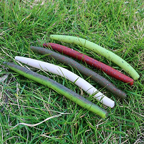 Wacky-Worms-Bass-Fishing-Lure-Kit-Wacky-Rig-Worms-Soft-Plastic-Stick-Baits3 4" 5" 6 inch - color: 4 inch 30 pcs