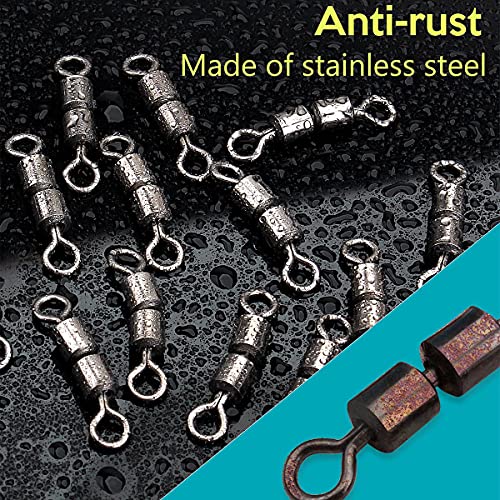 Fishing Accessories, Double Barrel Swivels, Twice Speed Rolling Swivel Black Nickel Stainless Steel Terminal Tackle Bass Fly Fishing Gear, Connect Fishing Line Hooks (30 Pcs Test 75-130 Pound)