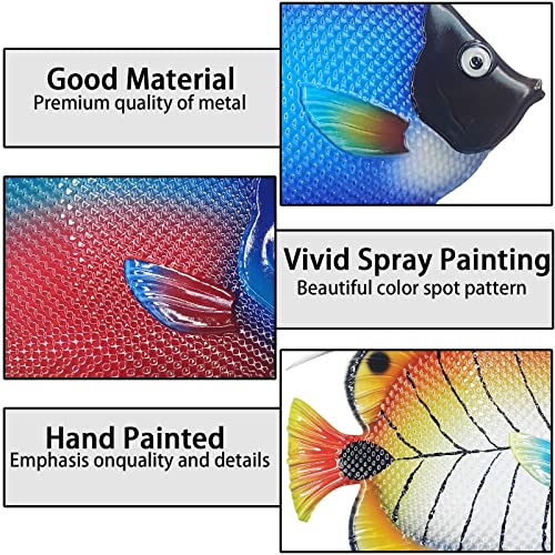 John's Studio Metal Fish Sea Wall Decor Outdoor Garden Hanging Art Sculptures Home Ocean Theme Decorations for Kitchen Bathroom and Pool - 3 PCS - color: Fish 3PCS