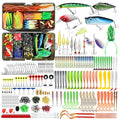 TRUSCEND Complete Fishing Lures - Tackle Box with Tackle Included - Crankbaits, Minnows, Frogs, Vibes, Poppers, Spinners, Spoons, Soft Baits, Hooks & Weights Accessories Kit for Bass Panfish Trout - color: D-340pcs Premium Kit