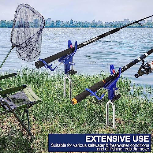 LBW Fishing Rod Holders for Bank - Fishing Pole Holders for Ground, Shore, Beach 360 Degree Adjustable Rod Holders 2 Pack - style: Reinforced Nylon - Basic