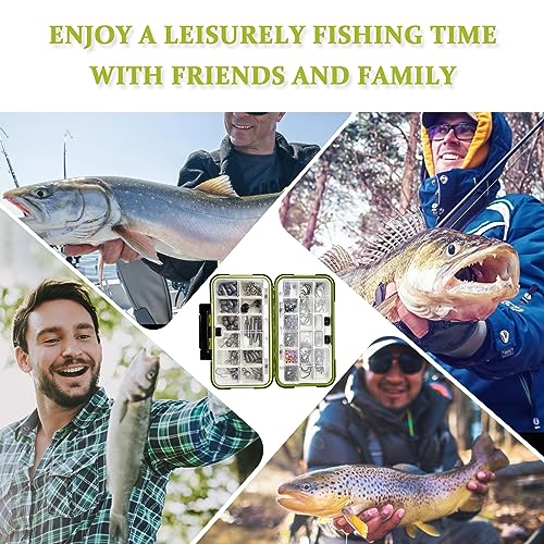 306pcs Fishing Lure Accessories Kit Including Hooks, Sinkers Weights, Rubber Bobber, Jigs, Beads, Swivels Snaps, Fishing Gear Kit with Tackle Box