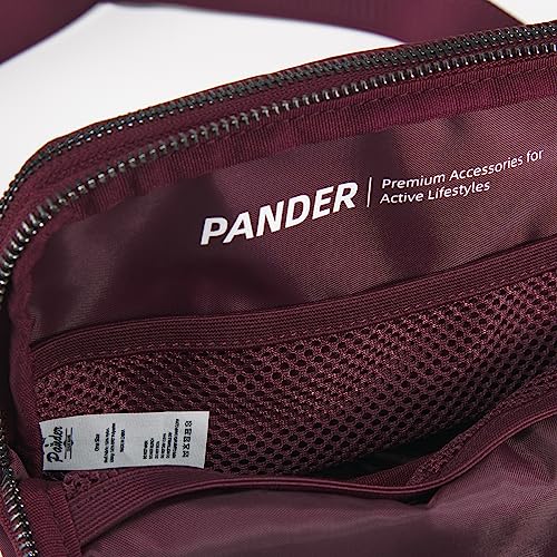 Pander Everywhere Belt Bag for Women, 5 Zipper Pockets Nylon Crossbody Fanny Pack Purse (Red Merlot) - color: Red Merlot