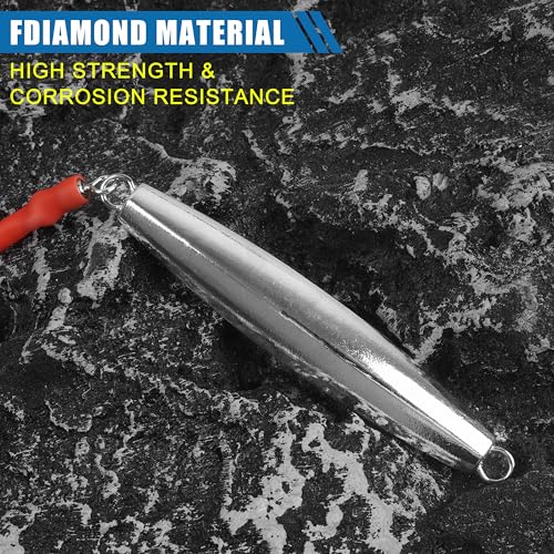 Diamond Jigs Saltwater Fishing Lures,Casting Jigging Spoon with Split Tube Tail Stainless Steel Hook Metal Jig Spoon Baits for Deep Sea Offshore Surf Fishing Bottom Sinking - color: Red-1pc, size: 1oz