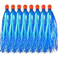 Mylar Skirt Trolling Lures 5.2in Fishing Mylar Skirts Trolling Teasers 3/8 oz Weighted Bullet Head Skirted Trolling Lures with Through-Hole for Mahi Tuna Wahoo Offshore Fishing - color: Blue_8pcs