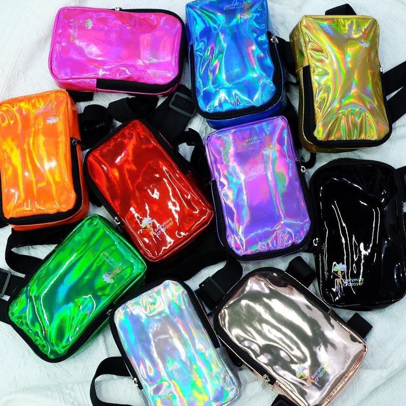 Holographic Thigh Bag | Leg Harness for Women | Outdoor Waist Pouch | Carnival Hiking Travel Fanny Pack with Adjustable Straps | Pink - color: Pink
