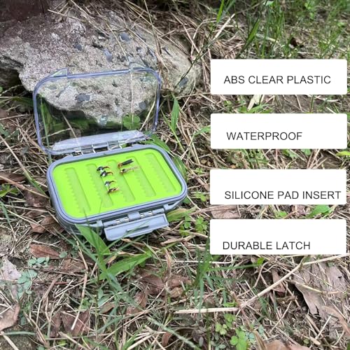 Aventik Silicone Fly Fishing Box Jig Box Waterproof Streamer flies Case Double Sided Clear Lid Storage Lure Case Saltwater Freshwater (SA:4.96x4x1.76inch) - style: SA:4.96x4x1.76inch