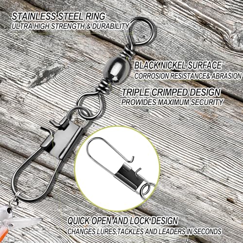 281pcs Fishing Snap Swivel Barrel Swivel, 123pcs Interlock Snaps Swivel, 158pcs Barrel Fishing Swivels , Fishing tackel for Saltwater Fishing Freshwater Fishing