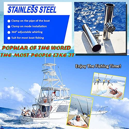 AMYSPORTS Rail Mount Rod Clamp Holders Boat Clamp Holders Rod Stainless Steel Fishing Rods Holder Adjustable Marine Side Mounted Support for Kayak Boats Fishing - size: 2PCS