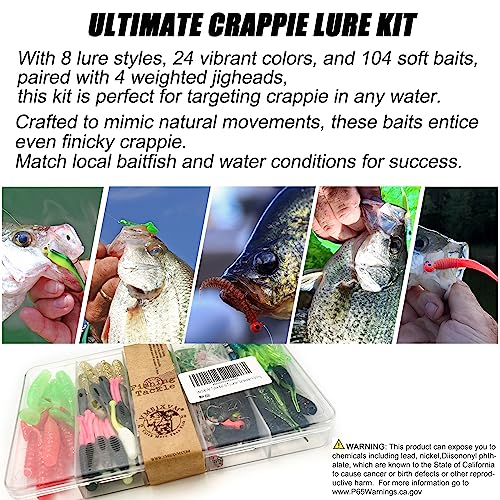 Crappie Lures Tube Lures Jigs Heads Worms Swimbaits Kit, 165, 124, 50 Pcs Pre-Rigged Crappie Jigs Tube Hooks Soft Plastic Grub Worms Baits for Bass Trout Freshwater Saltwater Fishing - color: 124 Pcs - Crappie Lures Tube Lures