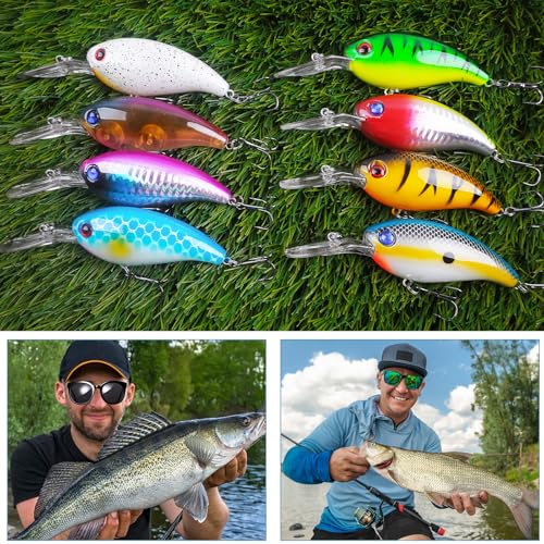 Fishing Lures Hard Bait Minnow Swimbait Crankbait Jerkbait Lure with Treble Hooks 3D Eyes Freshwater Saltwater Fishing Lures for Bass Trout Walleye Pike Catfish - color: A-8pcs-4in/0.45oz