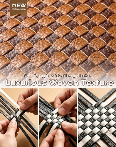 Trendy Woven Checkered Crossbody Bum Bag for Women，PU Leather Checkered Purse Fanny Packs Belt Bag (Woven Bum Bag - Brown Coffee) - color: Woven Bum Bag - Brown Coffee