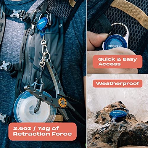 HOOK-EZE Fly Fishing Zinger Retractor for Anglers Vest, Pack of 3 - Fishing Gear and Equipment for Nippers, Forceps, Fly Float Ant, Belt Loops & Backpack - color: Blue
