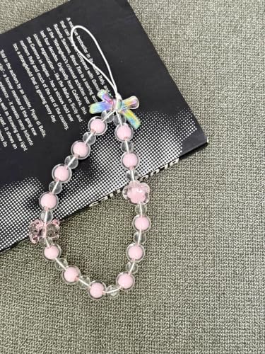 Beaded Phone Lanyard Wrist Strap Phone Charms Fixed Beads Pearl Chain - color: PC-tm-3