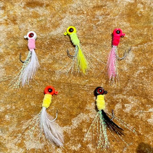 20Pcs Crappie Jigs Heads Crappie Jig with Feather 1/8oz Jig Heads Kit for Crappie Bass Trout Walleye(1/8 Oz 20pcs) - size: 1/16oz 20pcs