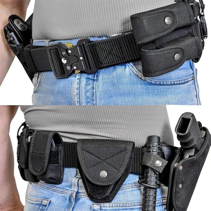 DOOPAI Tactical Belt for Men, 3Pack Military Nylon Web with Heavy Duty Quick Release Metal Buckle - color: 23 Black/Black/Black, size: 28-42 Waist Adjustable 125 cm (3 Pack)