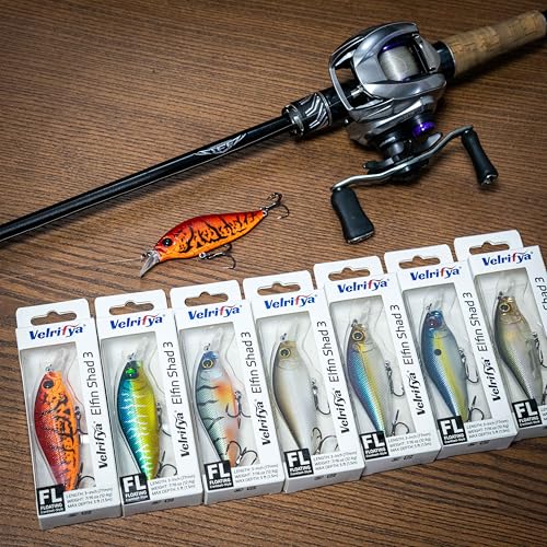 Flat Sided Japanese-Style Crankbait Elfin Shad – Medium Diving Bass Fishing Lure, Hard Bait Shad Crankbait for Freshwater Velrifya - color: 02-Toxic Gill