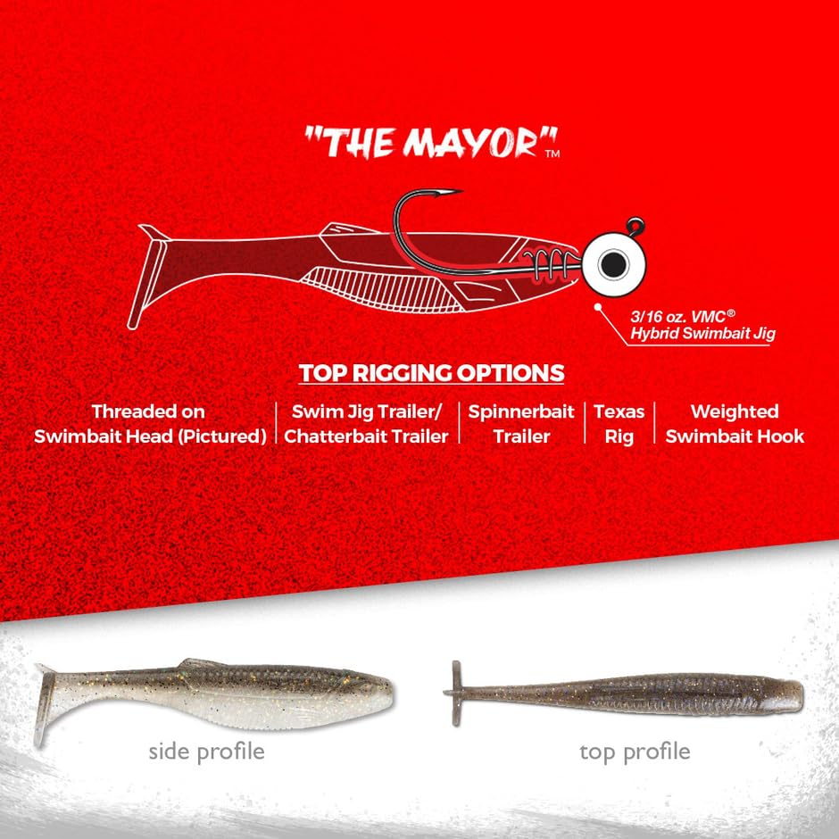 Rapala CrushCity Mayor Soft Plastic Paddle Tail Swimbait, Strong Kicking Action for Swim Jigs & Underspins, Bass, Redfish, Trout, Snook, Walleye & More - color: Green Pumpkin Disco, size: 2.5"